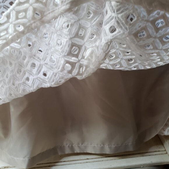 EUC CALVIN KLEIN stencil geometric pattern white / nude lining classic midi (10) - Picture 4 of 5